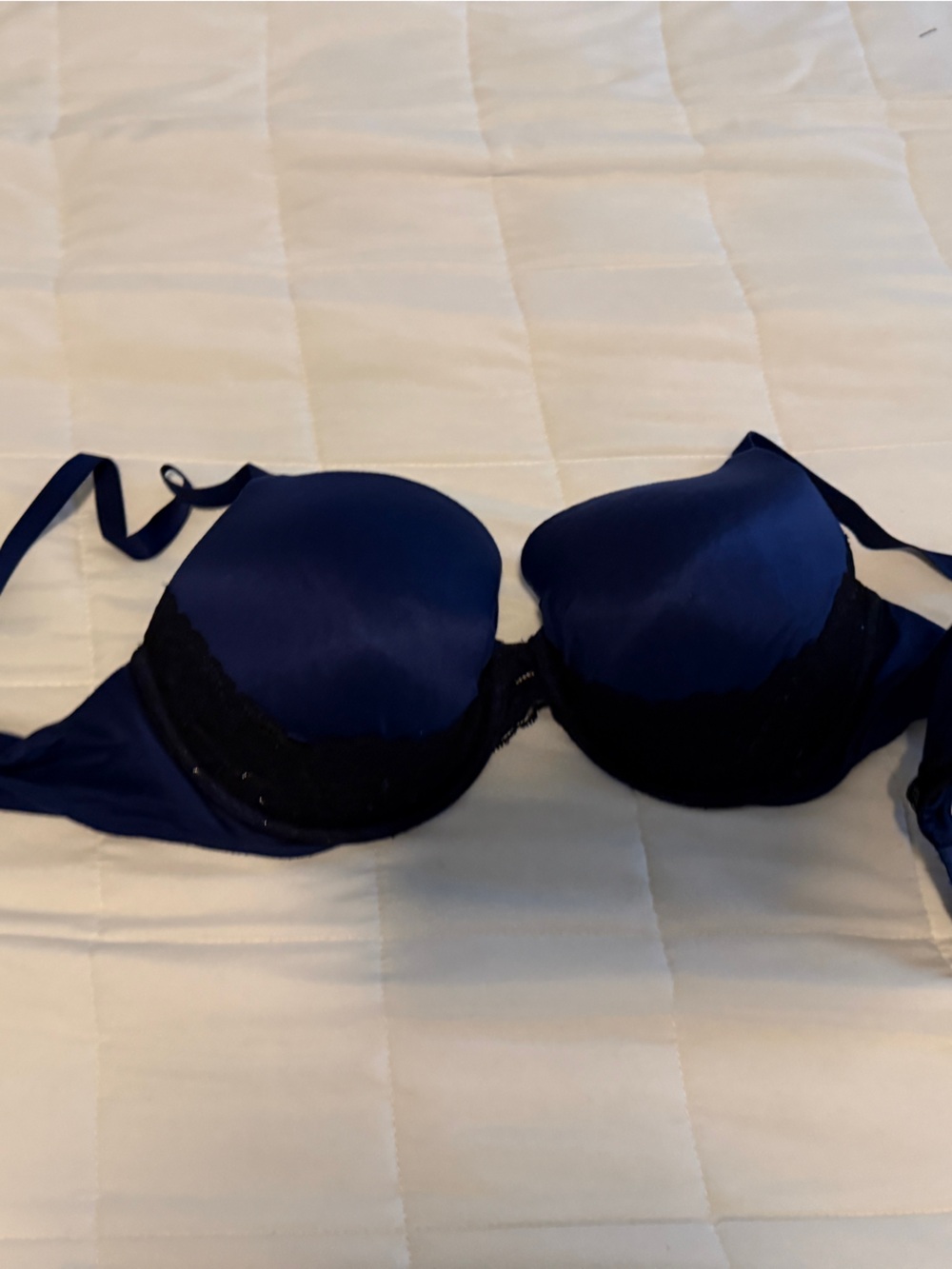 Victoria's Secret Deep Navy Bra with Black Lace Accents